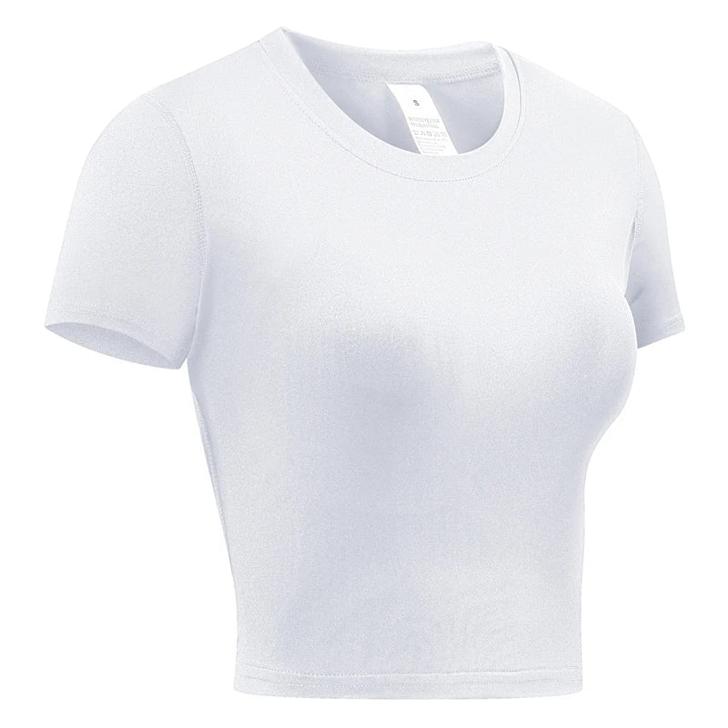 Women's Compression Shirt Short Sleeve Athletic Yoga Running T-Shirt Summer Gym Workout Quick Dry Stretchy Tees Tops Baselayer - Fields Of Fitness