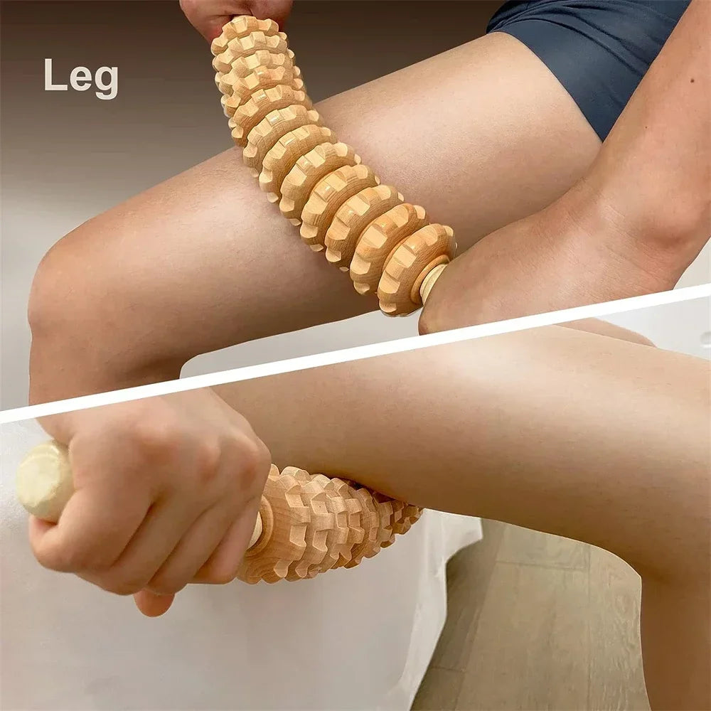 12 Rollers Wooden Curved Massager Handheld Roller Stick, Trigger Point Body Therapy Massager for Belly Waist Muscles Pain Relief - Fields Of Fitness