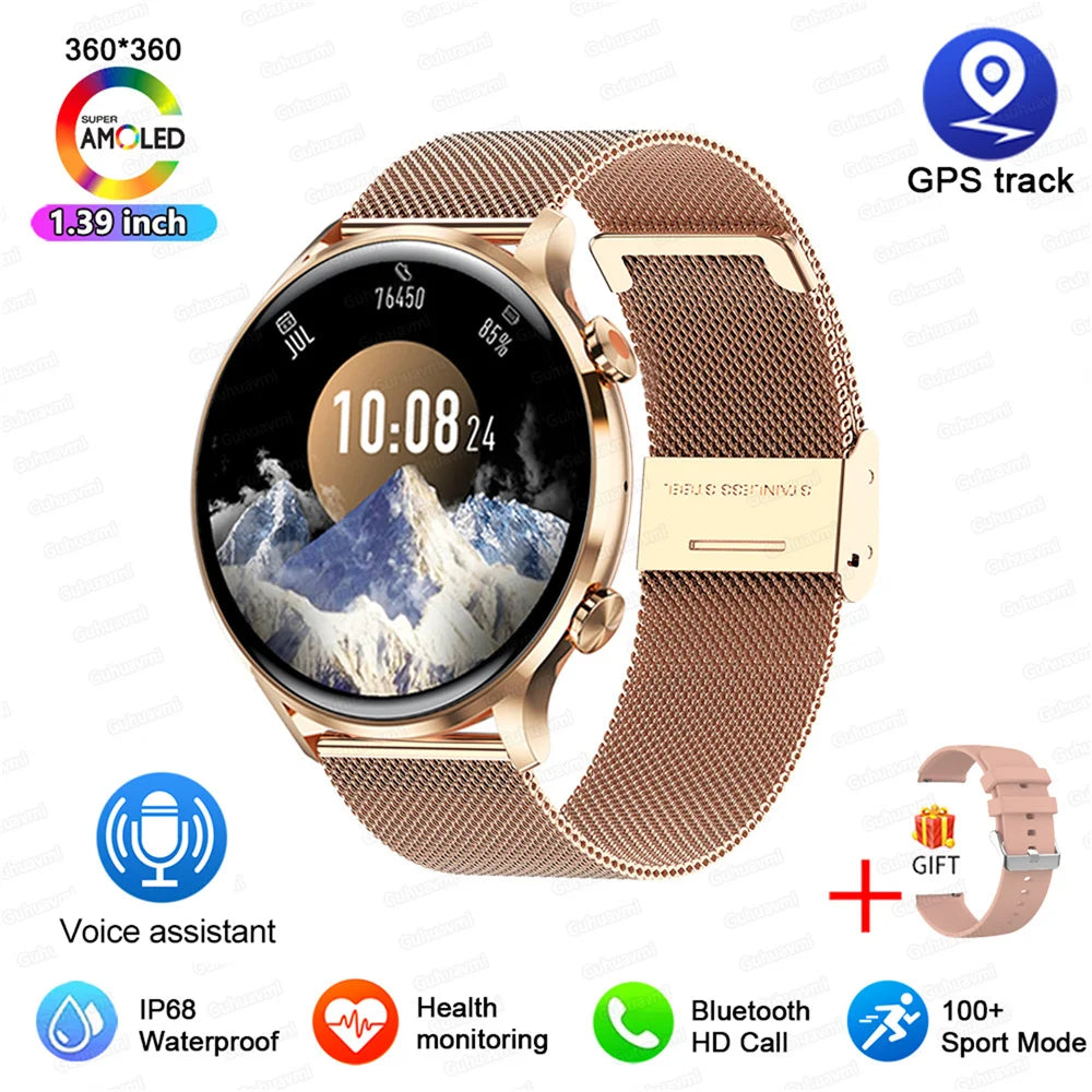 2025 New Smartwatch Women AMOLED HD Screen Always On Display Bluetooth Call IP68 Waterproof GPS Smart Men Watch For Android ios - Fields Of Fitness