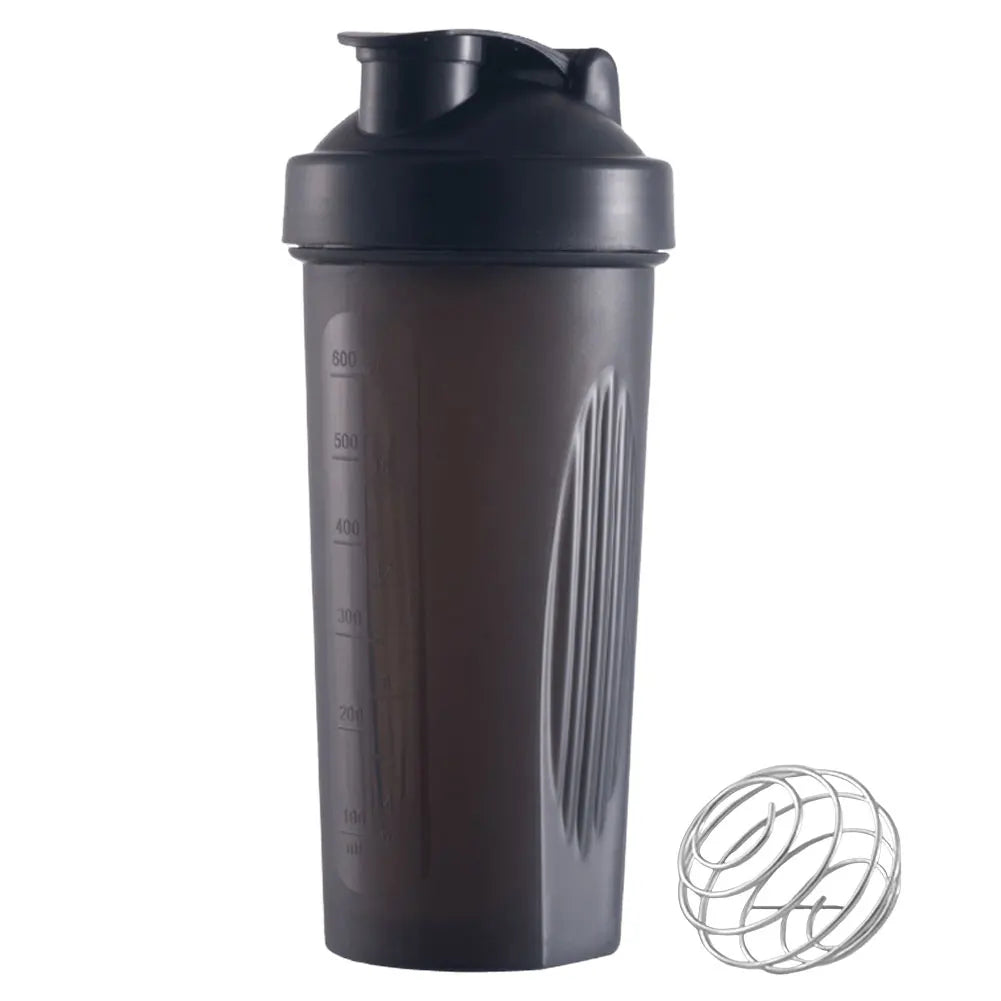 600ML Portable Protein Powder Shaker Bottle Leak Proof Water Bottle for Gym Fitness Training Sport Mixing Cup with Scale - Fields Of Fitness