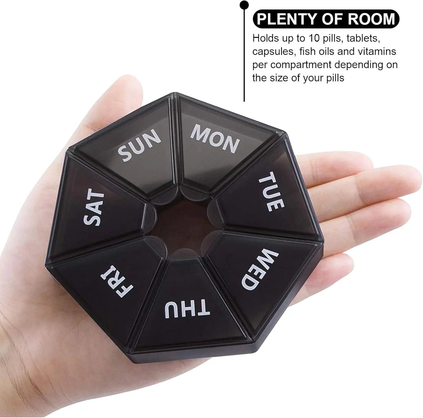 Weekly Pill Organizer Large 7 Day Pill Box Organizer Daily Medicine Case for Vitamin Fish Oil Pills Supplements - Fields Of Fitness