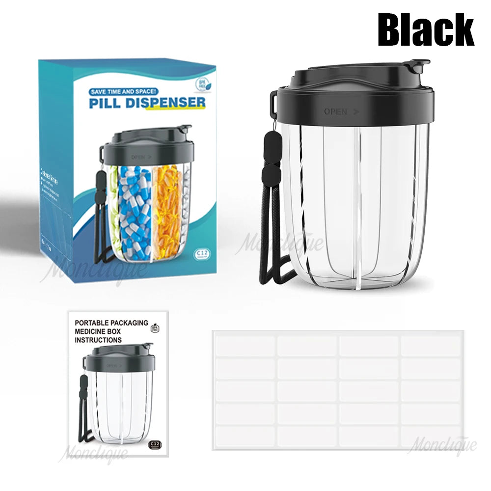 7 Grids Large Pill Cup Bottle Organizer Supplement Organizer for Holding 7 Various Vitamins Travel Pill Case Box Straw Container - Fields Of Fitness