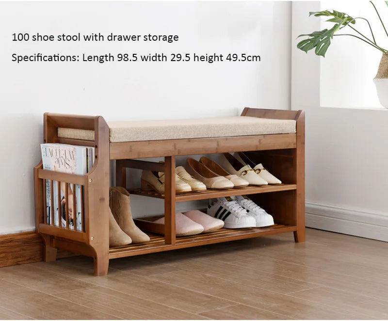 Shoe Storage Rack Bench With Double Layer Cushion Seat Living Room Shoe Organizer Entryway Storage Hallway Furniture Shoe Stool - Fields Of Fitness
