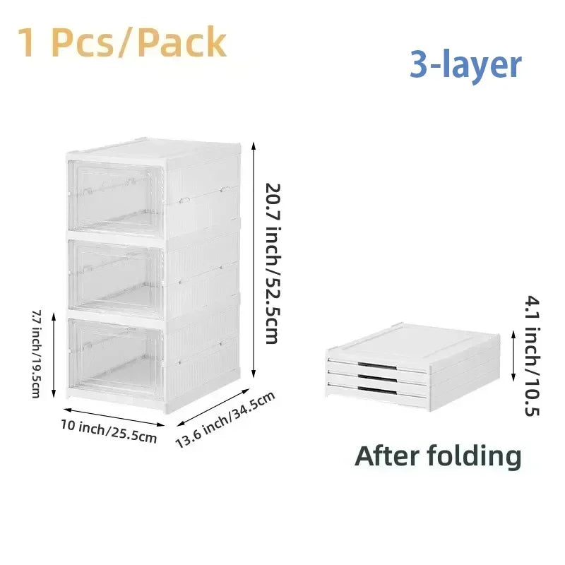 Foldable Shoe Box Transparent Dustproof Footwear Organizers With Cover Hall Stackable Shoes Cabinet Closet Sneakers Storage Rack - Fields Of Fitness