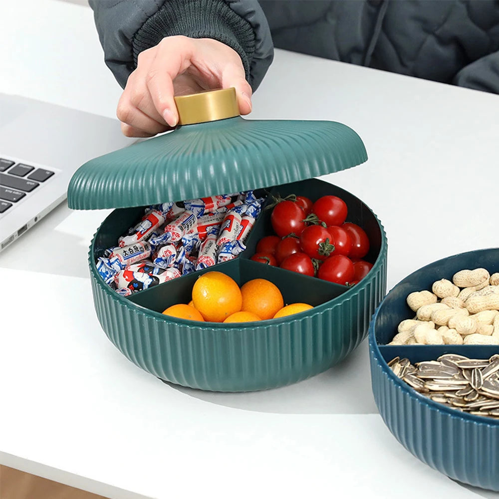 Food Platter Food Storage Tray with Lid 4 Compartment Snack Dried Fruit Candy Nut Serving Plates Tray - Fields Of Fitness