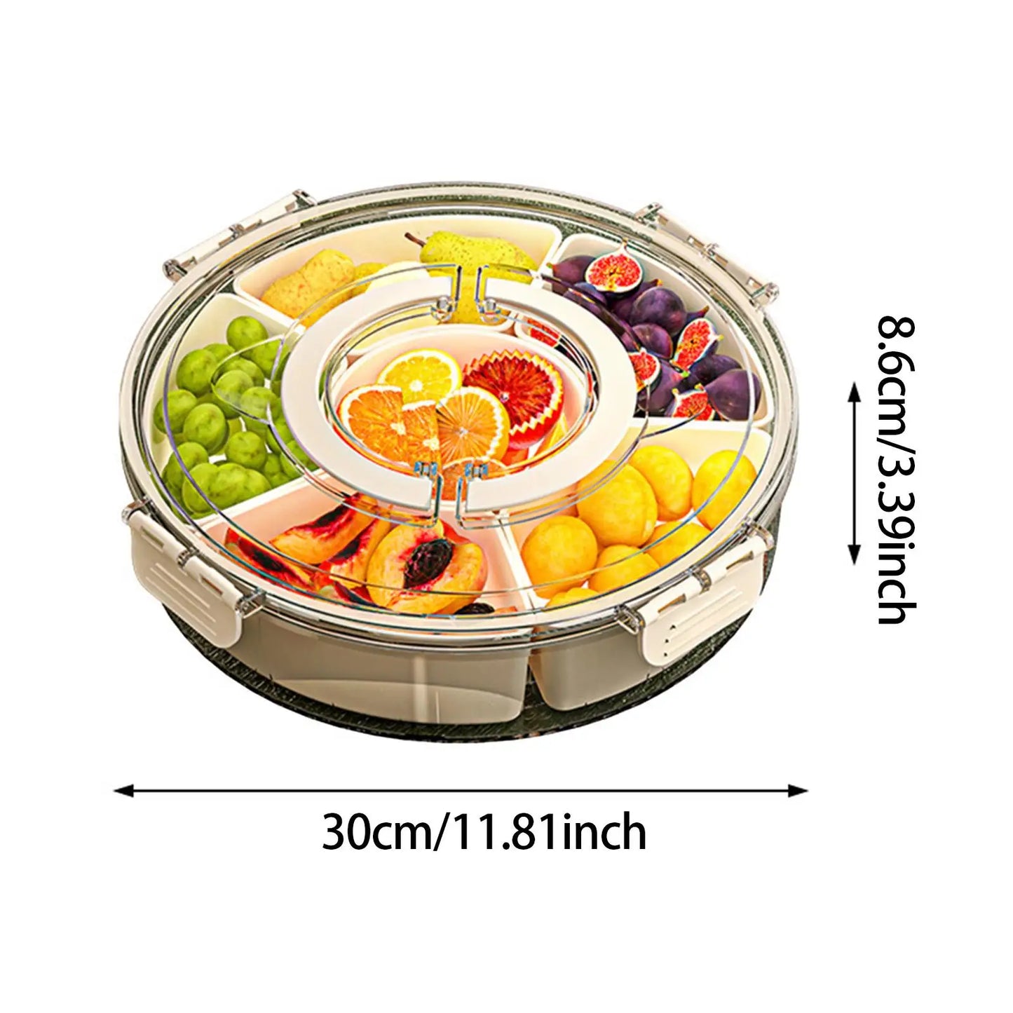 Round Dried Fruit Plate 6 Compartments Divider Snacks Dish Candy Nuts Serving Tray for Biscuits Nuts Spice Appetizer Organizer - Fields Of Fitness