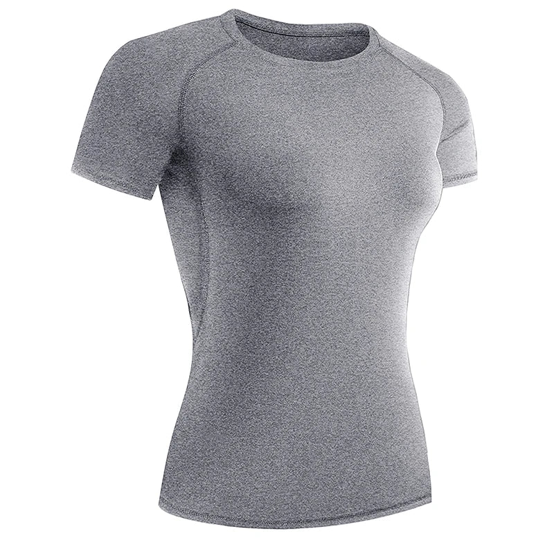 Women's Compression Shirt Short Sleeve Athletic Yoga Running T-Shirt Summer Gym Workout Quick Dry Stretchy Tees Tops Baselayer - Fields Of Fitness