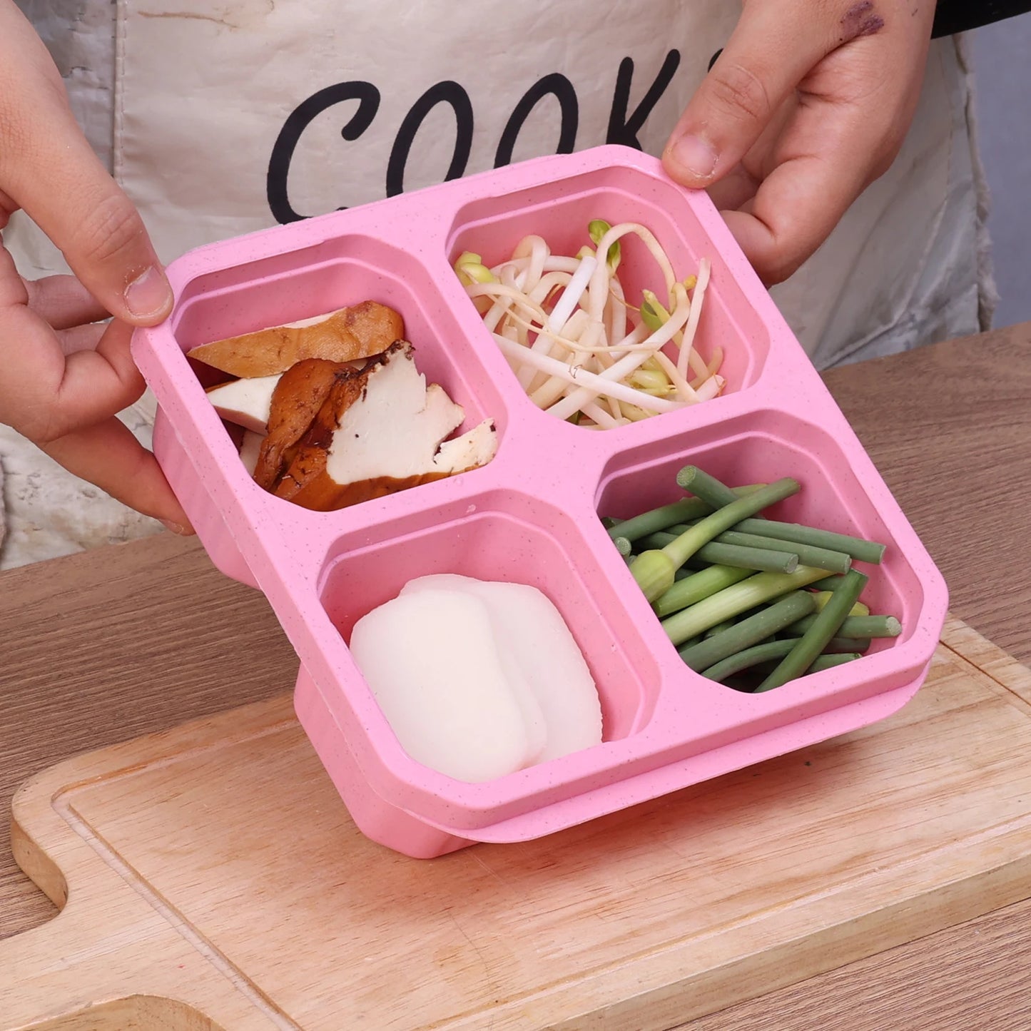 4 Grid Snack Containers Reusable Meal Prep Lunch Containers Portable for Kids and Adults Home Snack Storage Bottles Kitchen Tool - Fields Of Fitness