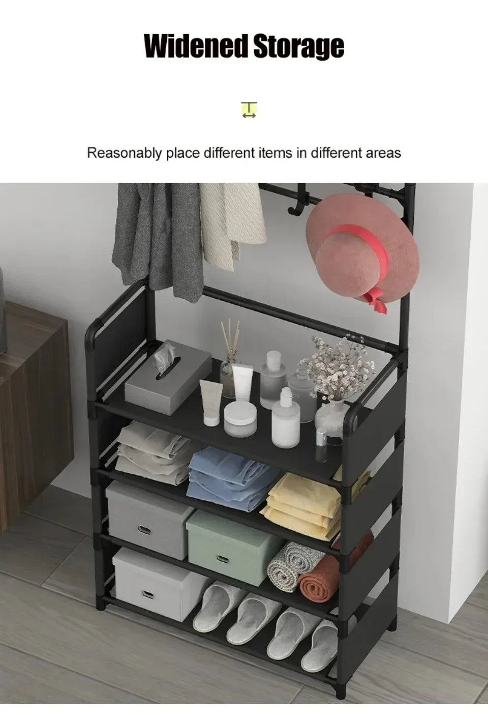 Clothes Hanger Multi-Layer Shoe Rack Doorway DIY Hat And Shoes Shelf Simple Floor-Standing Living Room Organizer Storage Racks - Fields Of Fitness