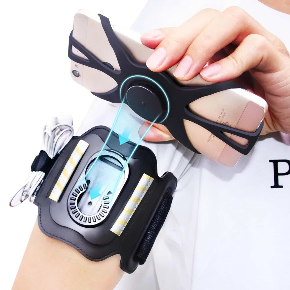Running Armband Wristband Bracke 360° Swivel Cell Phone Holder for 4-7 Inch Smartphone Card Pouch for Running, Cycling - Fields Of Fitness