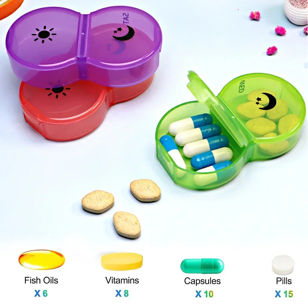 Weekly Pill Organizer 2 Times A Day, 7 Day Pill Box Daily Am Pm Pill Organizer, Portable Case for Fish Oils, Vitamin, Supplement - Fields Of Fitness