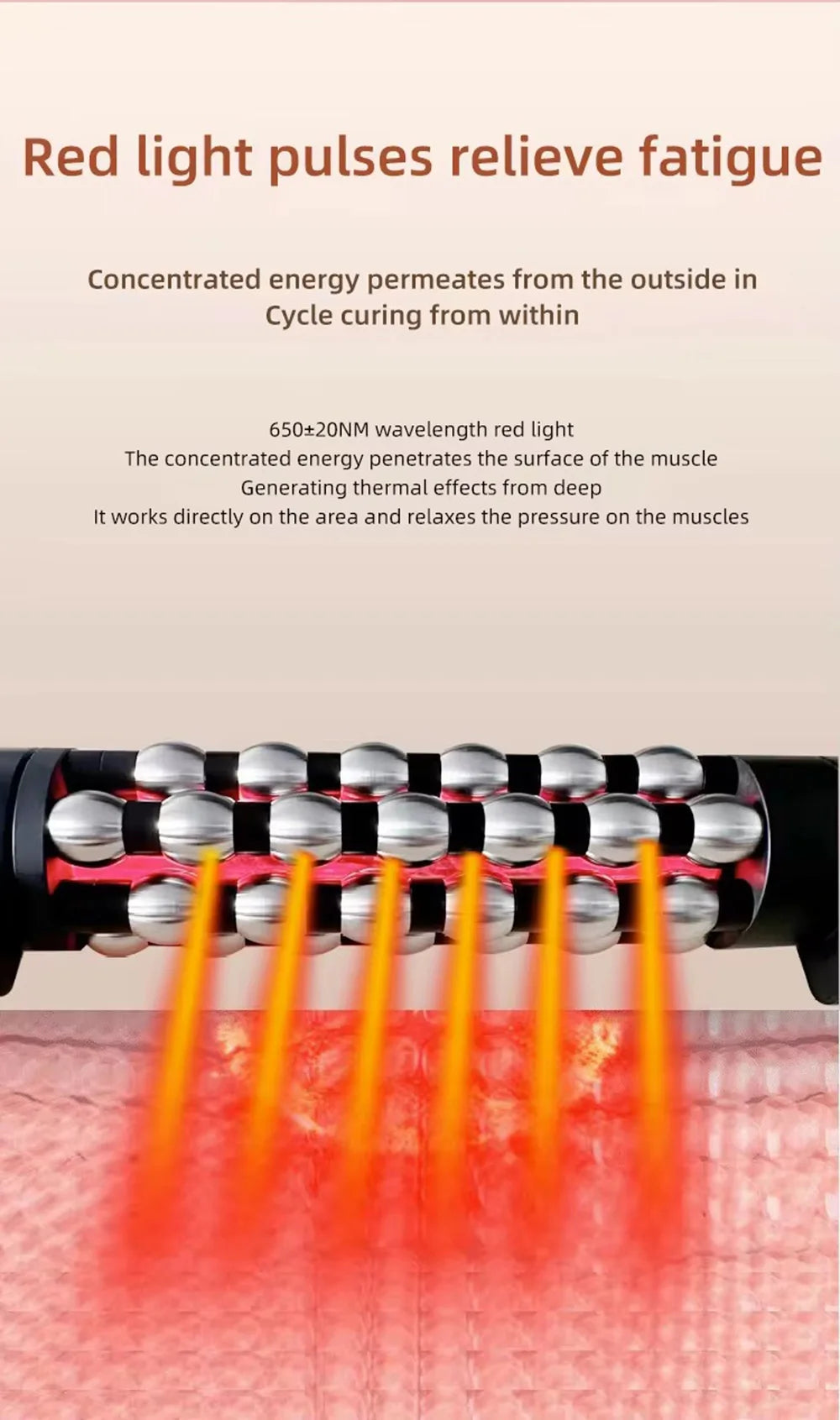 Relaxed Red Light Heated Massage Device 360 Rotating Inner Ball Muscle Relaxation Massage Roller For Whole Body Anti Cellulite - Fields Of Fitness