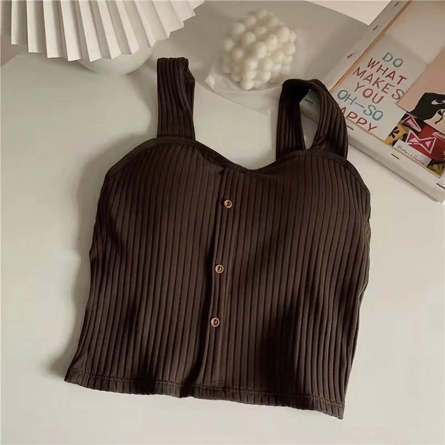 Women's Y2K Cropped Tops with Bra Pads Summer Corset Korean Suspenders Vest Sexy Camisole Slim New - Fields Of Fitness