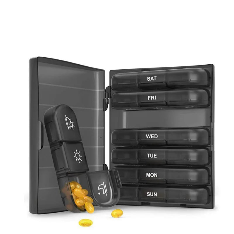 Pill Box 7 Days Organizer 21/14 Grids 3 Times One Day Portable Travel with Large Compartments for Vitamins Medicine Fish Oils - Fields Of Fitness