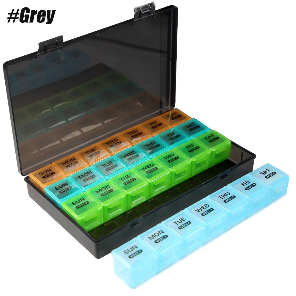 Pill Organizer Monthly, Moisture-Proof 4 Weeks Pill Box, Medicine Organizer One Month, Pill Container for Vitamin, Supplements - Fields Of Fitness