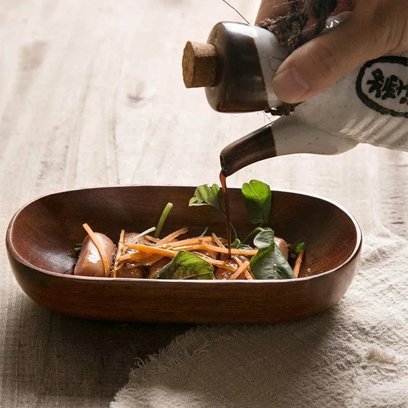 1PCS Creative Decorative Ornaments Snacks Dried Fruits And Vegetables Solid Wood Boat-Shaped Rectangular Snack Plate Sushi Plate - Fields Of Fitness