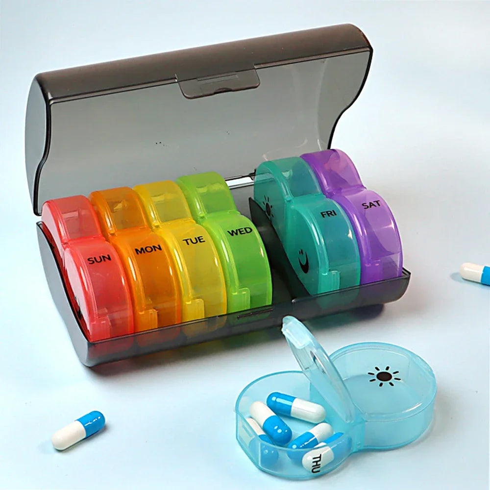 Weekly Pill Organizer 2 Times A Day, 7 Day Pill Box Daily Am Pm Pill Organizer, Portable Case for Fish Oils, Vitamin, Supplement - Fields Of Fitness