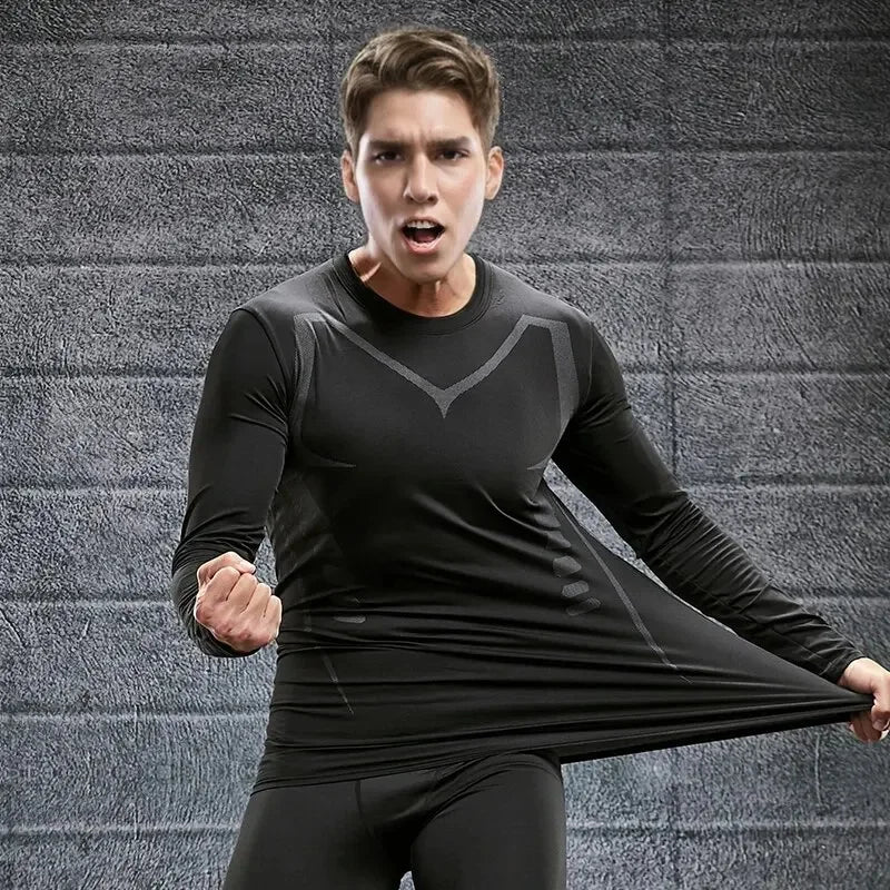 Quick Drying Tight Fitting Suit For Men'S Long Sleeved Sports Cycling Top, Running, Fitness, Football Training, Basketball Shirt - Fields Of Fitness