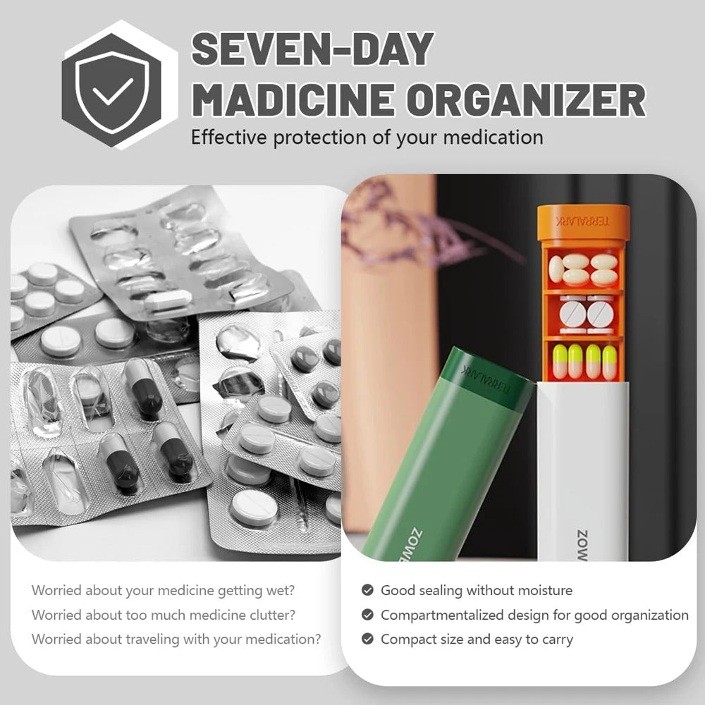 Weekly Pill Organizer 7 Day, Daily Travel Pill Case, Cute Pills Holder To Hold Vitamins, Medicines, Supplements, Pills Organizer - Fields Of Fitness