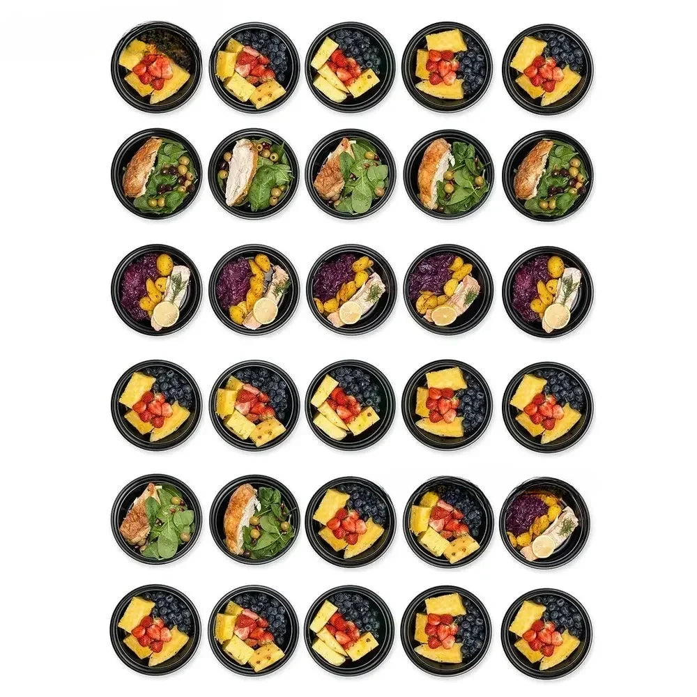 Meal Prep Containers Plastic Food Containers with Lids Outdoor Portable Bento Lunch Box, 1Compartment Round Lunch Box - Fields Of Fitness