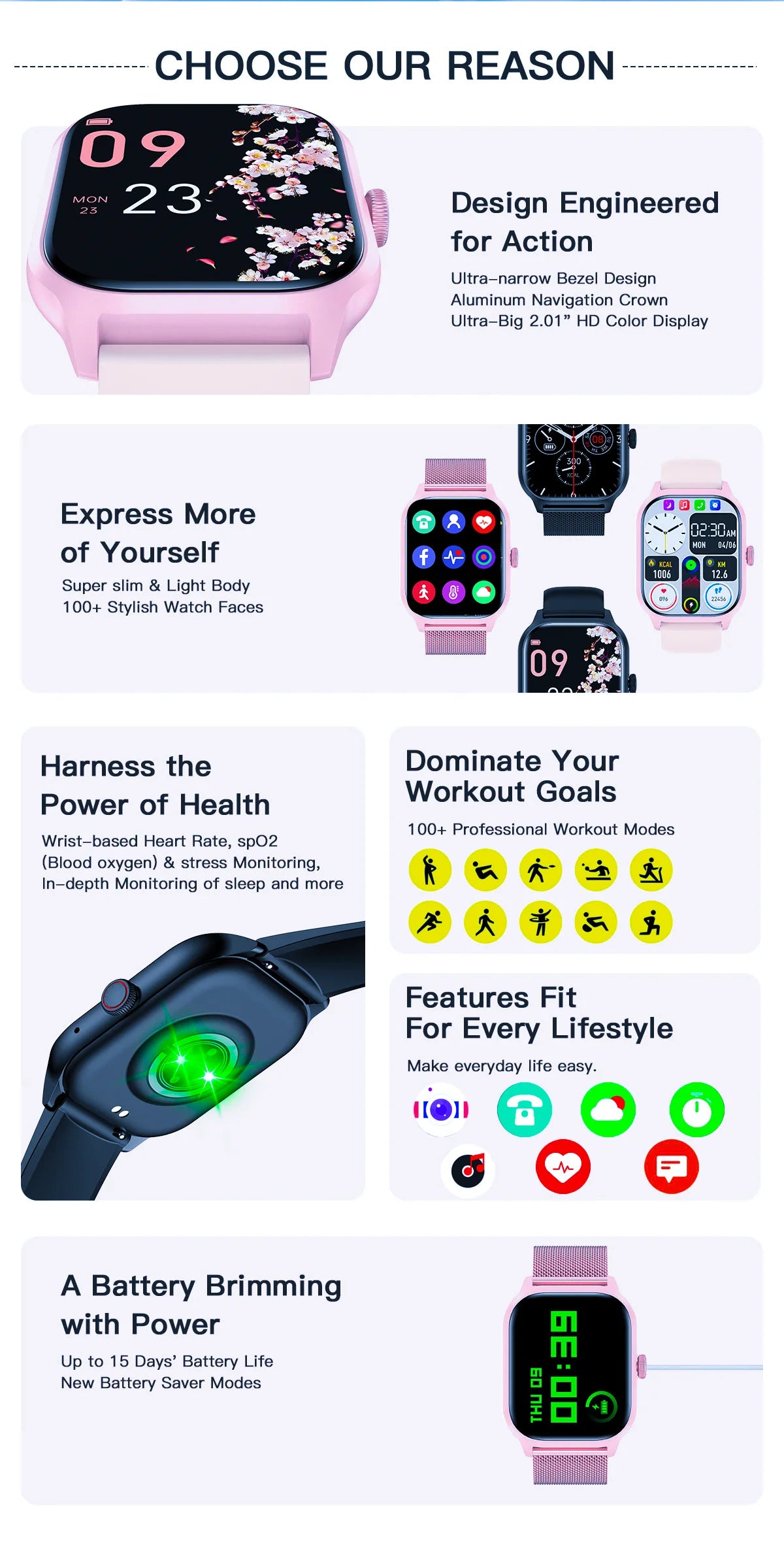 Smart Watches For Man Woman 2.01 Bluetooth Call Music Fitness Sports Waterproof With Sleep Heart Rate Monitor Smartwatch 2025 - Fields Of Fitness