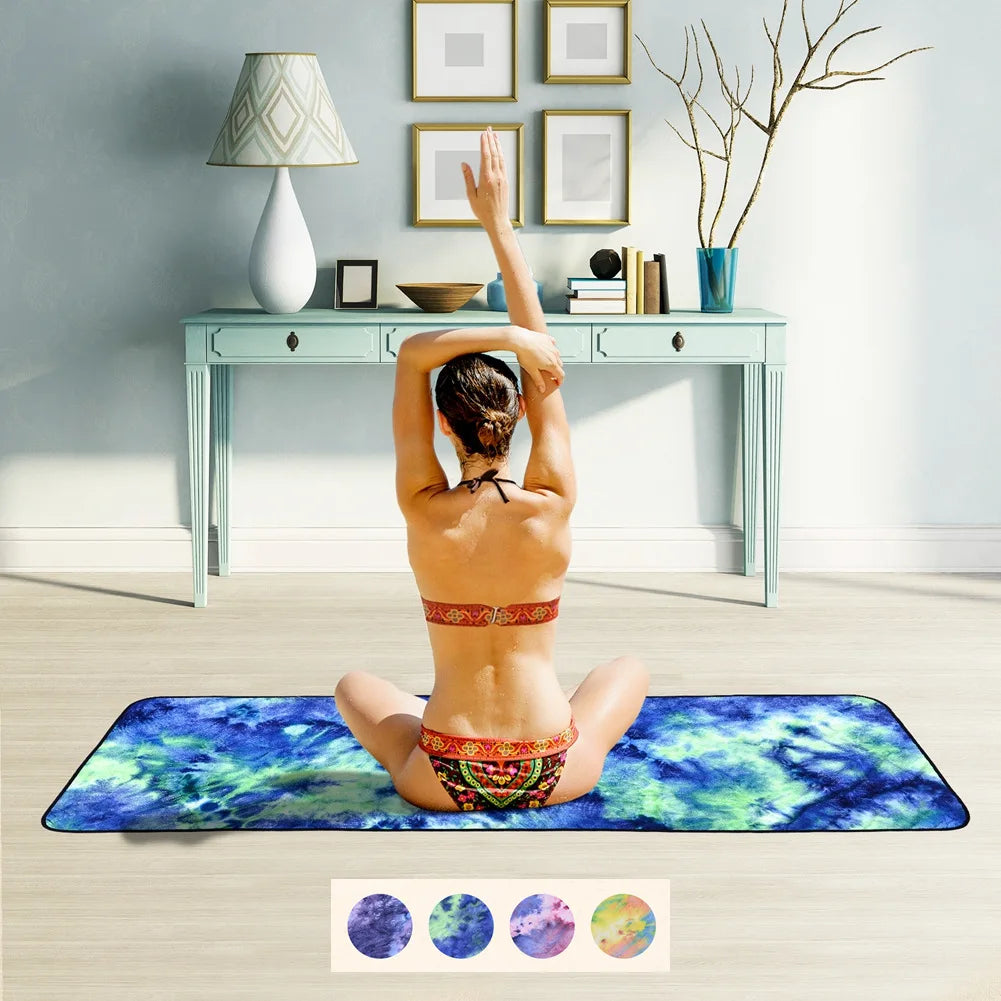 Yoga Meditation Mat 72”×24”Non Slip Hot Yoga Towel Sweat Absorbent Yoga Mat for Pilates Fitness Exercise with Mesh Bag - Fields Of Fitness