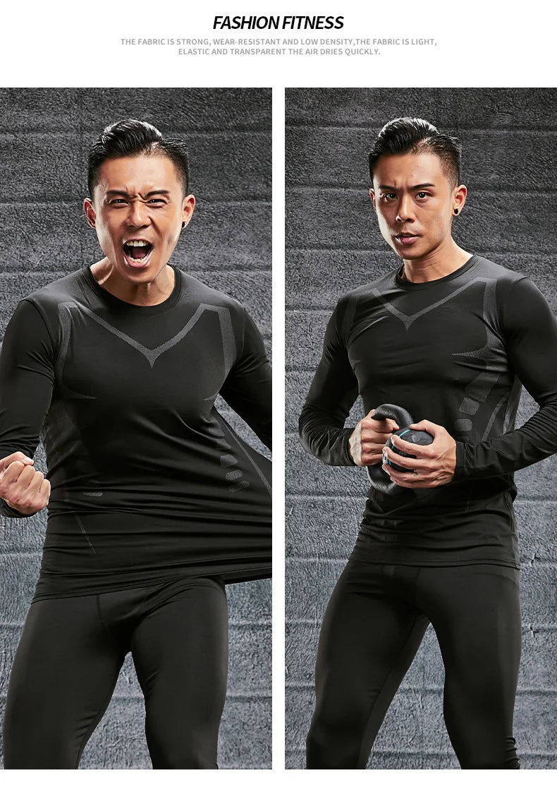 Quick Drying Tight Fitting Suit For Men'S Long Sleeved Sports Cycling Top, Running, Fitness, Football Training, Basketball Shirt - Fields Of Fitness
