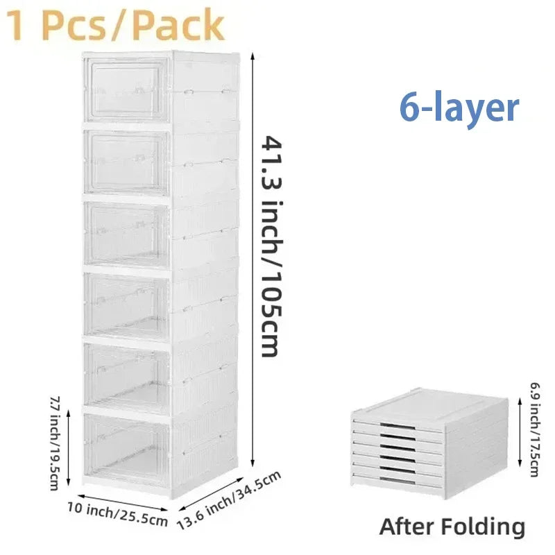 Foldable Shoe Box Transparent Dustproof Footwear Organizers With Cover Hall Stackable Shoes Cabinet Closet Sneakers Storage Rack - Fields Of Fitness