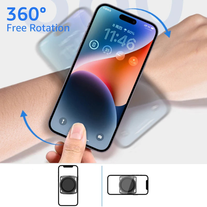 Armband Wristband Mobile Phone Holder Magnetic Wrist Strap Phone Mount Stand for iPhone 16 MagSafe Xiaomi for Cycling Hiking Gym - Fields Of Fitness