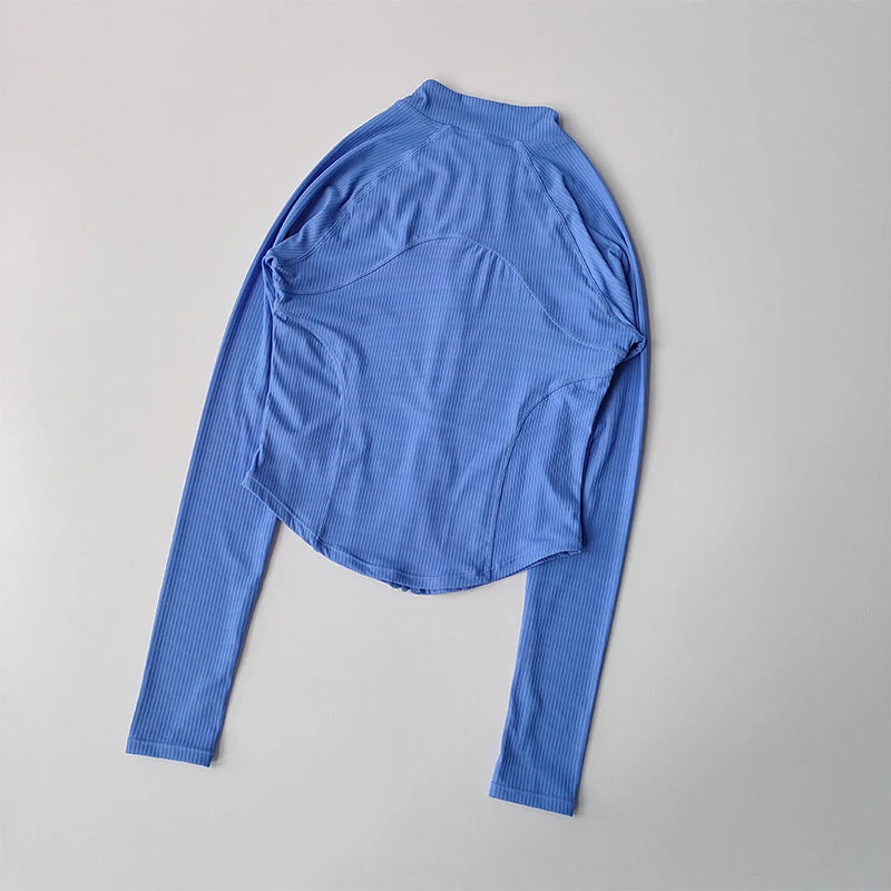 Slim Fit Sports Coat Shirts Jacket Quick Dry Elastic Yoga Fitness Women's Outdoor Tops Running Zipper Quick Dry Fall Clothing - Fields Of Fitness
