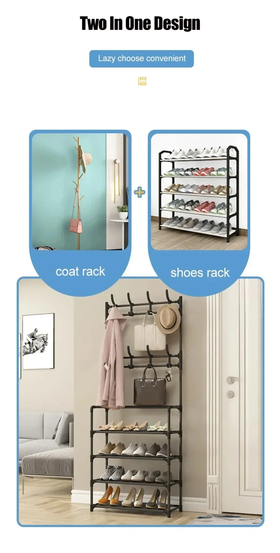 Clothes Hanger Multi-Layer Shoe Rack Doorway DIY Hat And Shoes Shelf Simple Floor-Standing Living Room Organizer Storage Racks - Fields Of Fitness