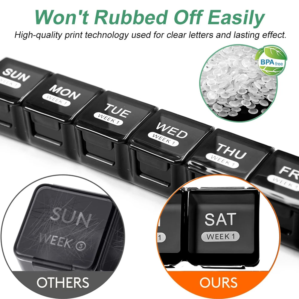 Pill Organizer Monthly, Moisture-Proof 4 Weeks Pill Box, Medicine Organizer One Month, Pill Container for Vitamin, Supplements - Fields Of Fitness