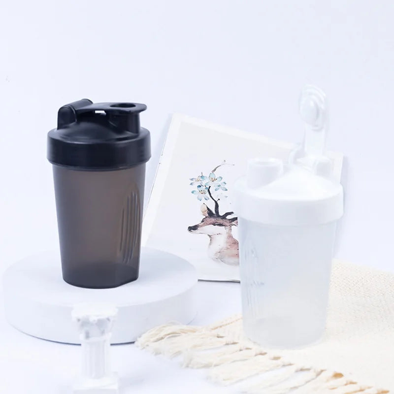 400ML Portable Protein Powder Shaker Bottle Leak Proof Water Bottle for Gym Fitness Training Sport Shaker Mixing Cup with Scale - Fields Of Fitness