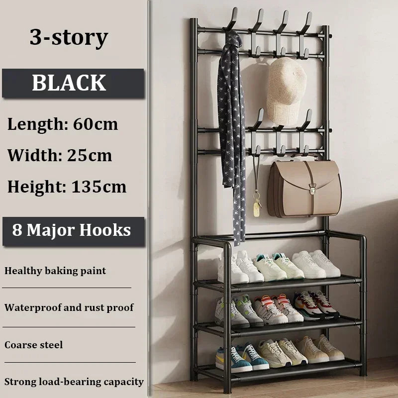 Clothes Hanger Multi-Layer Shoe Rack Doorway DIY Hat And Shoes Shelf Simple Floor-Standing Living Room Organizer Storage Racks - Fields Of Fitness