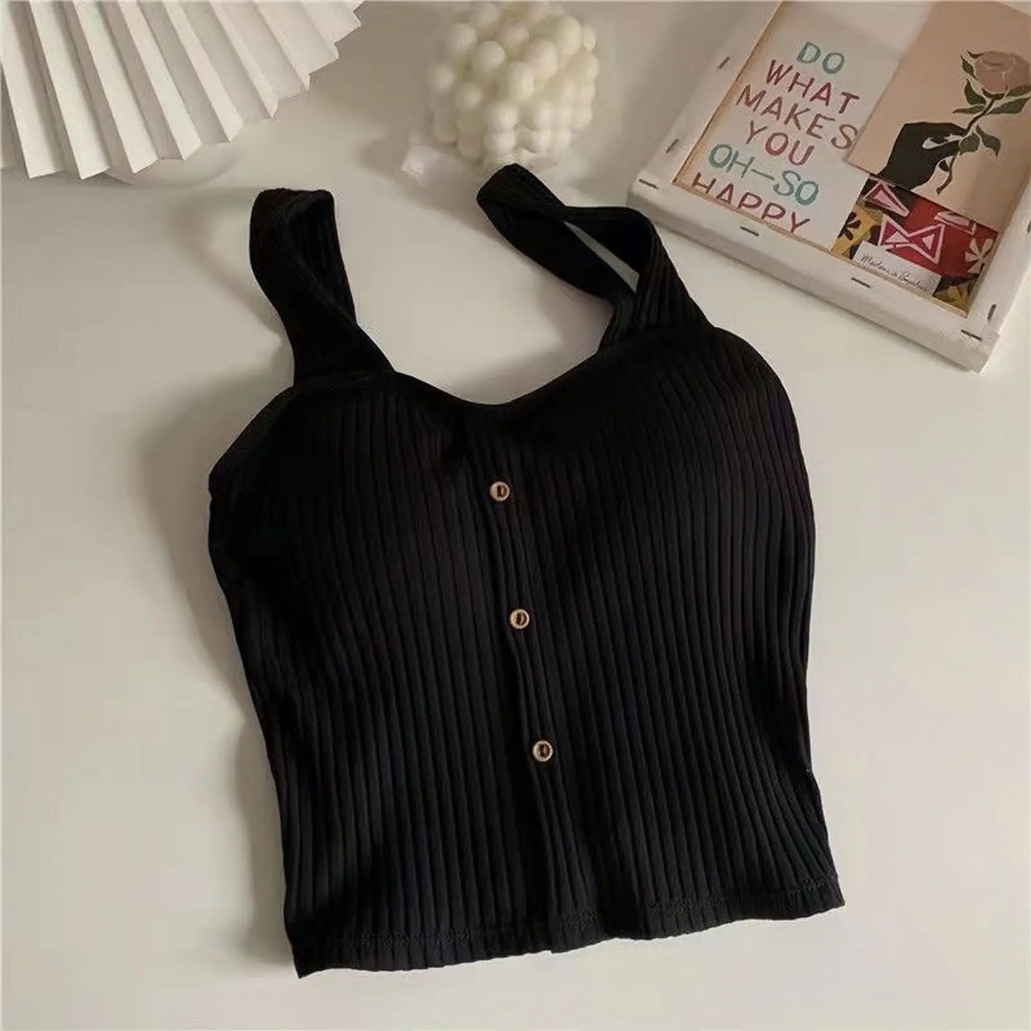Women's Y2K Cropped Tops with Bra Pads Summer Corset Korean Suspenders Vest Sexy Camisole Slim New - Fields Of Fitness