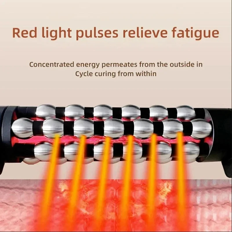 Relaxed Red Light Heated Massage Device 360 Rotating Inner Ball Muscle Relaxation Massage Roller For Whole Body Anti Cellulite - Fields Of Fitness