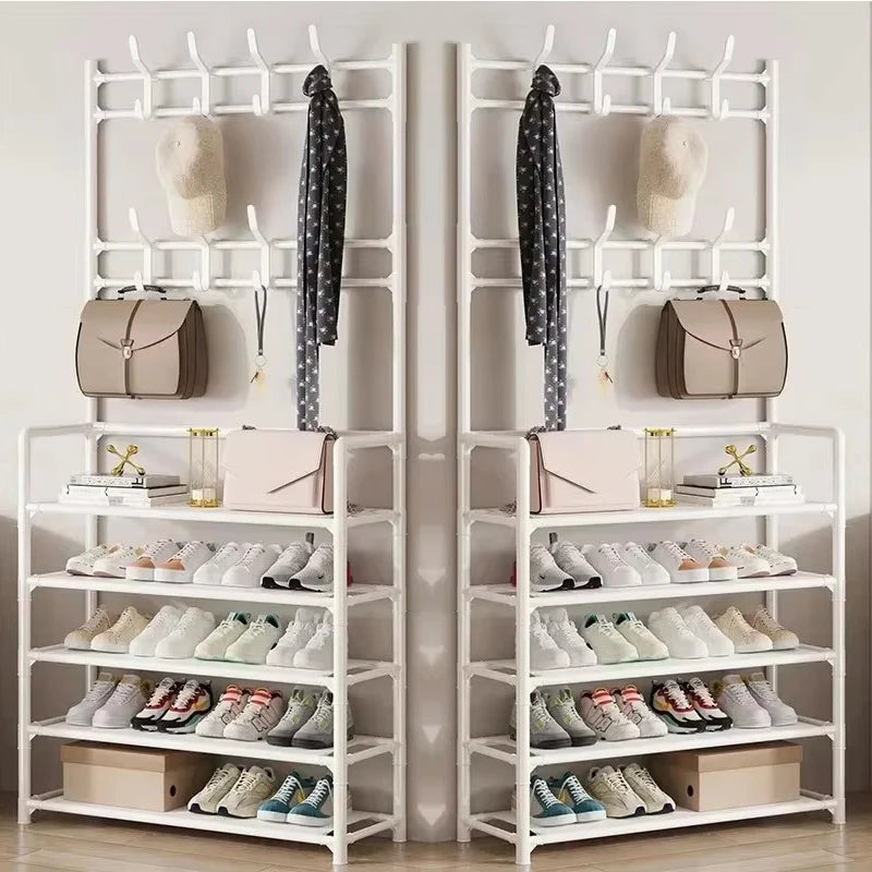 Clothes Hanger Multi-Layer Shoe Rack Doorway DIY Hat And Shoes Shelf Simple Floor-Standing Living Room Organizer Storage Racks - Fields Of Fitness