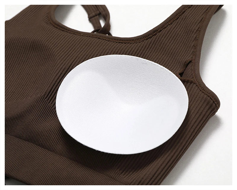 Yoga Sports Bras for Women Open Back Design Padded Crop Top Fitness Push Up Workout Running Gym Tops - Fields Of Fitness