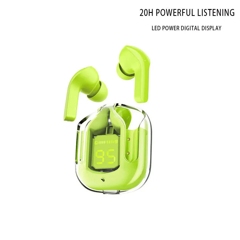 True Wireless Bluetooth 5.3 Transparent Headset with LED Digital Display Stereo Sound TWS ENC Earphones Mic for Sports Working - Fields Of Fitness