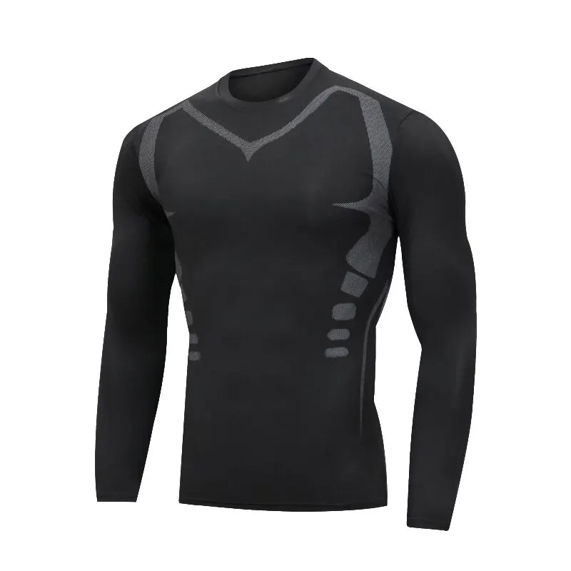 Quick Drying Tight Fitting Suit For Men'S Long Sleeved Sports Cycling Top, Running, Fitness, Football Training, Basketball Shirt - Fields Of Fitness