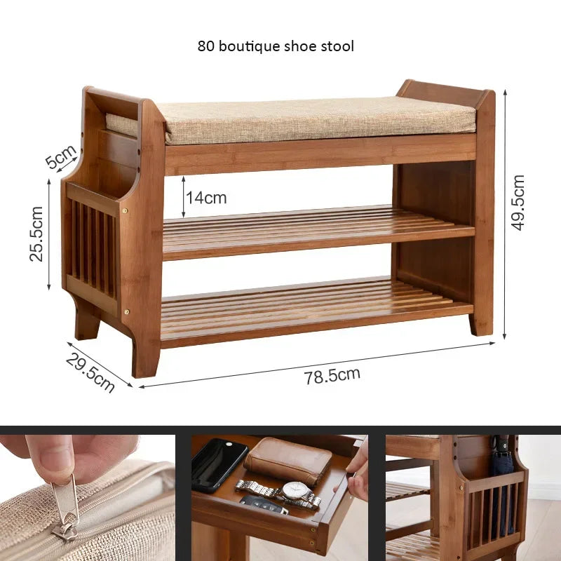 Shoe Storage Rack Bench With Double Layer Cushion Seat Living Room Shoe Organizer Entryway Storage Hallway Furniture Shoe Stool - Fields Of Fitness