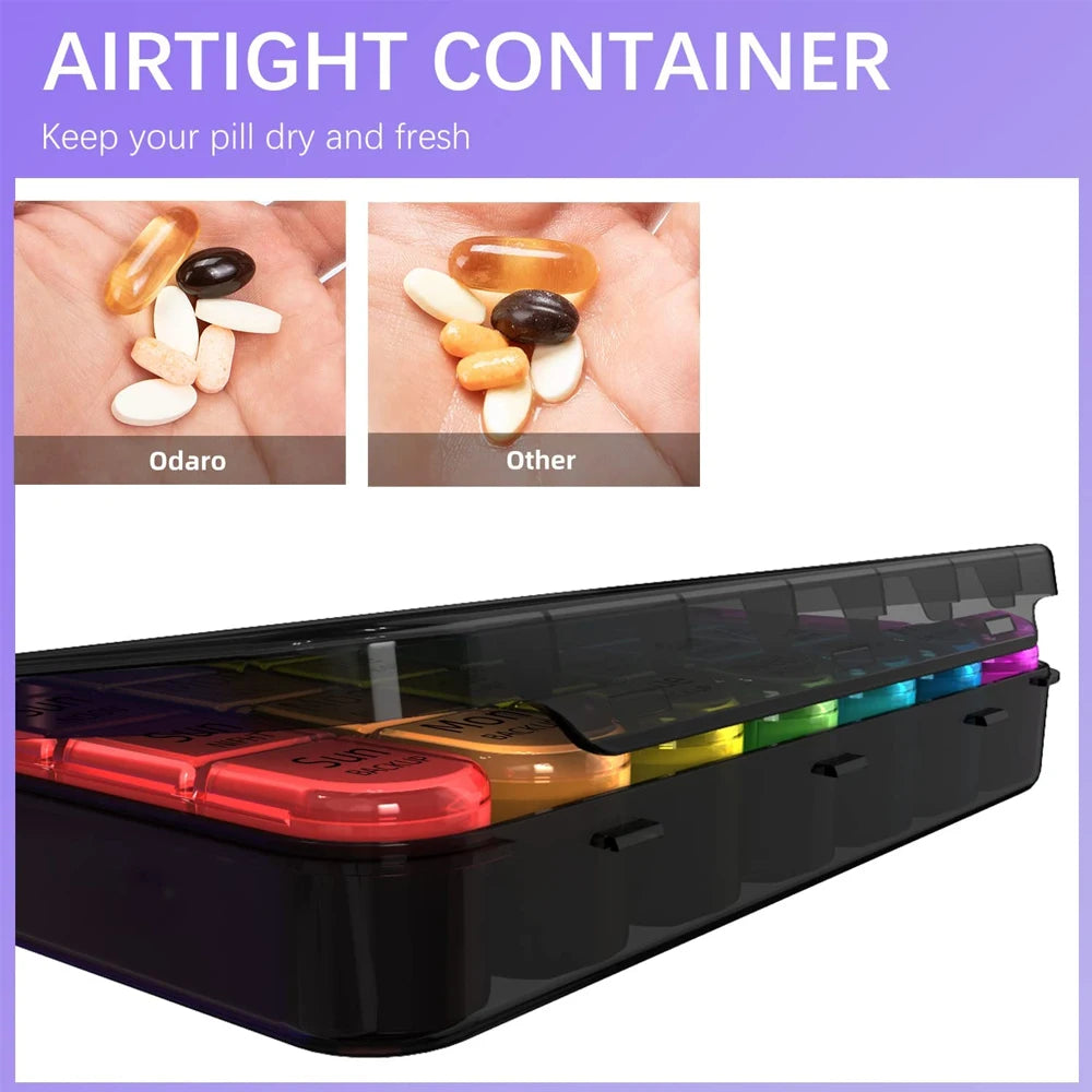 Weekly Pill Organizer,Daily Pill Box 7 Day,Large Travel Pill Case with 21 Compartment to Hold Medicine,Vitamin and Supplement - Fields Of Fitness