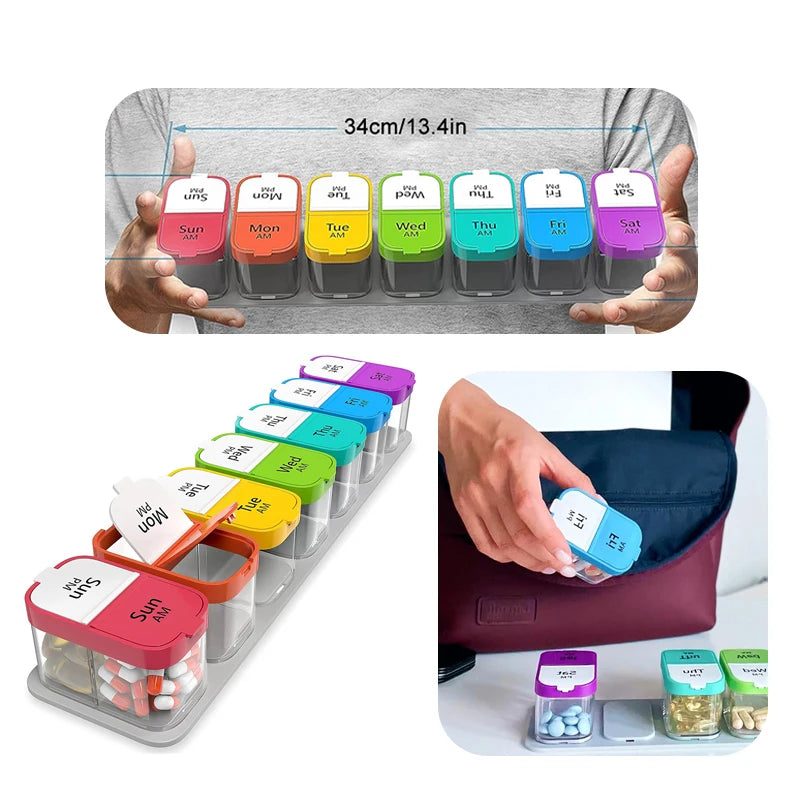1pcs Large Pill Organizer 7 Day, XL Pill Box 2 Times a Day, Weekly Am Pm Medicine Organizer for Supplements, Big Daily Pill Case - Fields Of Fitness