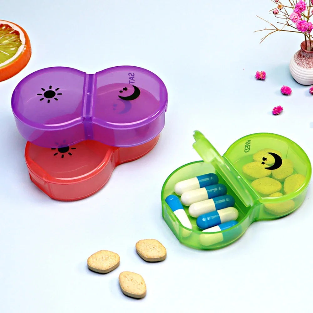 Weekly Pill Organizer 2 Times A Day, 7 Day Pill Box Daily Am Pm Pill Organizer, Portable Case for Fish Oils, Vitamin, Supplement - Fields Of Fitness