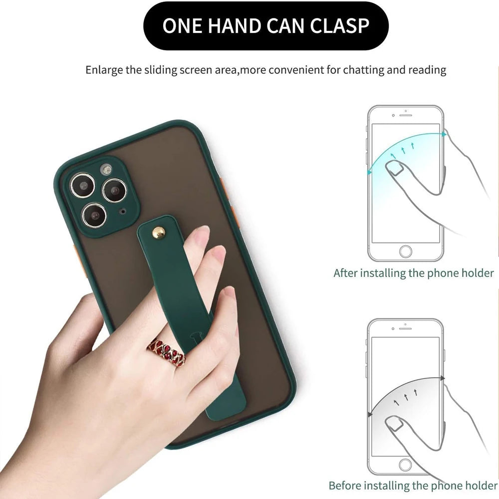 Wrist Band Hand Band Finger Grip Mobile Phone Holder Stand Push Pull Universal Plain Color Phone Socket Holder for iPhone Xiaomi - Fields Of Fitness