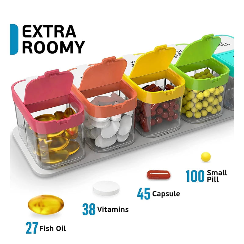 1pcs Large Pill Organizer 7 Day, XL Pill Box 2 Times a Day, Weekly Am Pm Medicine Organizer for Supplements, Big Daily Pill Case - Fields Of Fitness