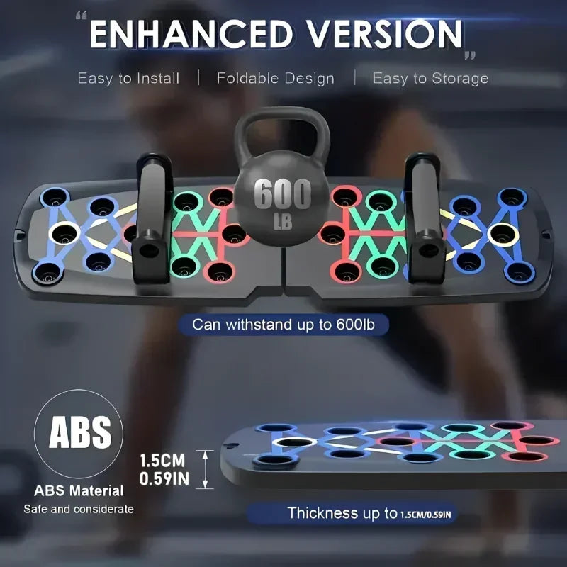 Portable Multifunctional Push-up Board - Fitness and Muscle Training Device Home Workout Set Foldable Push Up Bar Resistance - Fields Of Fitness