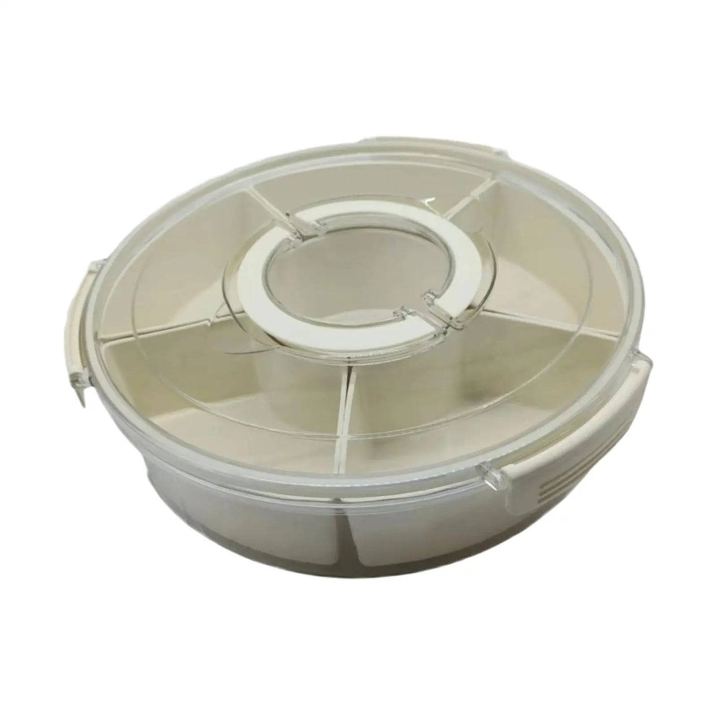 Round Dried Fruit Plate 6 Compartments Divider Snacks Dish Candy Nuts Serving Tray for Biscuits Nuts Spice Appetizer Organizer - Fields Of Fitness