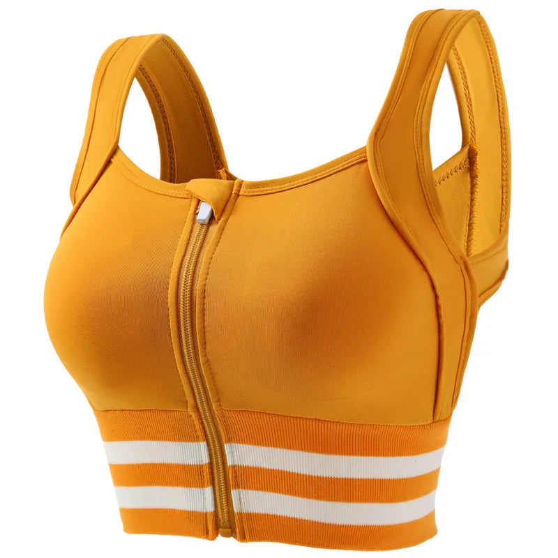 Sports Bras Zip Front For Women With Full Coverage Removable Padded Workout Bra Shockproof Yoga Underwear Running Fitness Vest - Fields Of Fitness