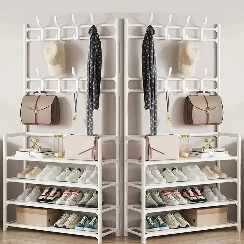 Clothes Hanger Multi-Layer Shoe Rack Doorway DIY Hat And Shoes Shelf Simple Floor-Standing Living Room Organizer Storage Racks - Fields Of Fitness